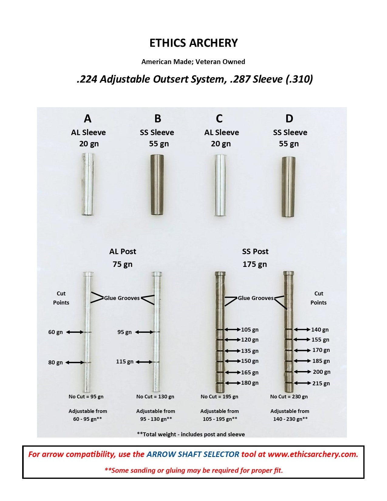 Adjustable Outsert System, .224, .287 Sleeve