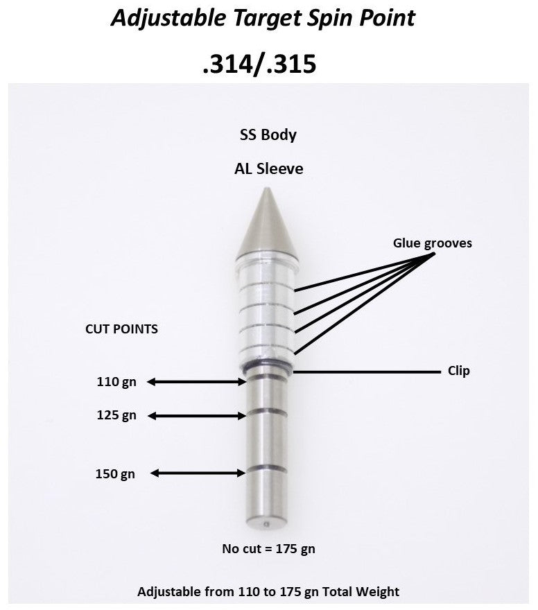 Adjustable Target Spin Point, .314/.315, 110-175 gn - ethicsarchery.com