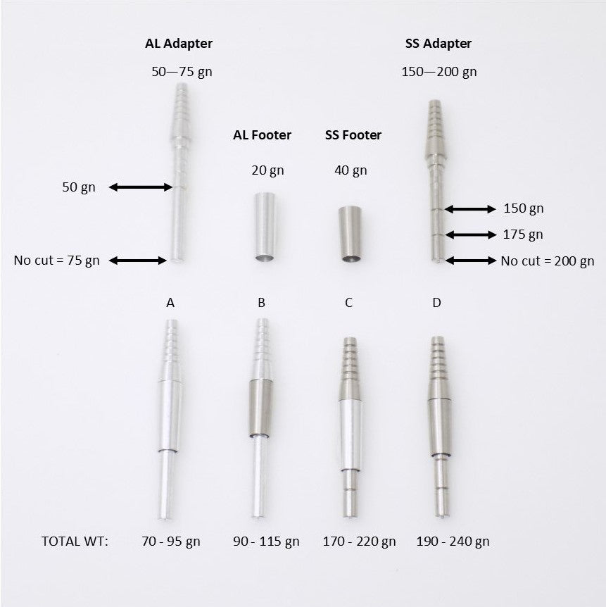 Adjustable Direct Bond Broadhead Adapter/Universal Footer Set, Arrow I.D. .204 - ethicsarchery.com