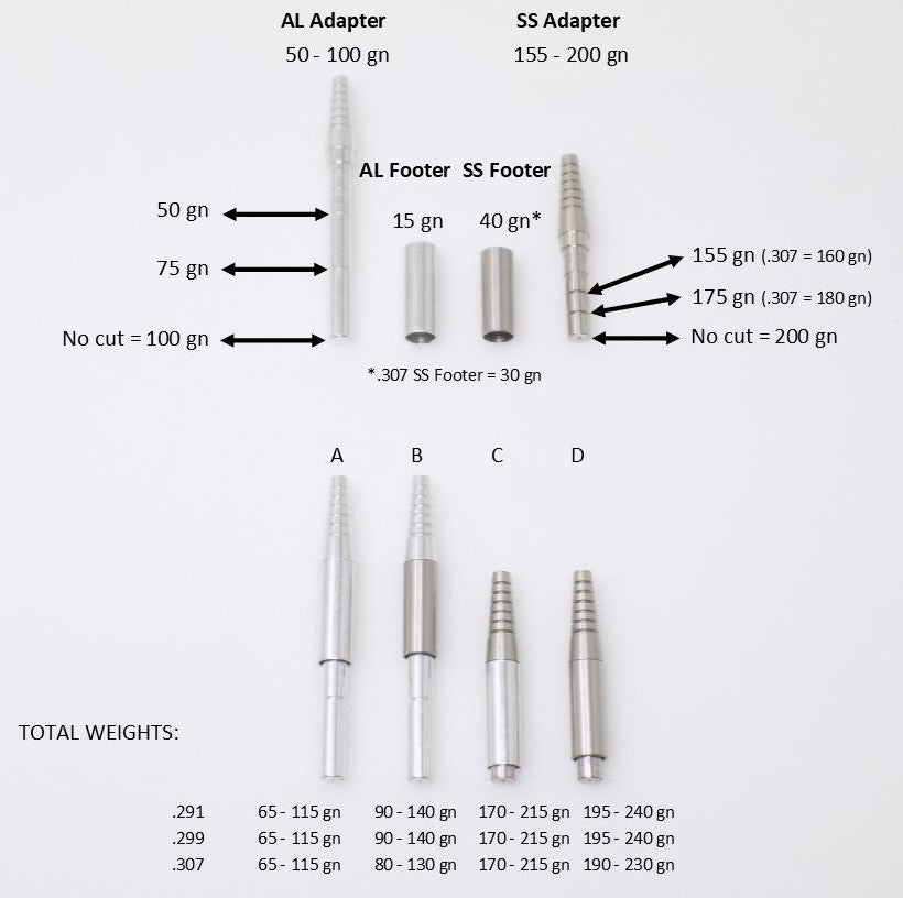 Adjustable Direct Bond Broadhead Adapter/Universal Footer Set, Arrow I.D. .244/.246 - ethicsarchery.com