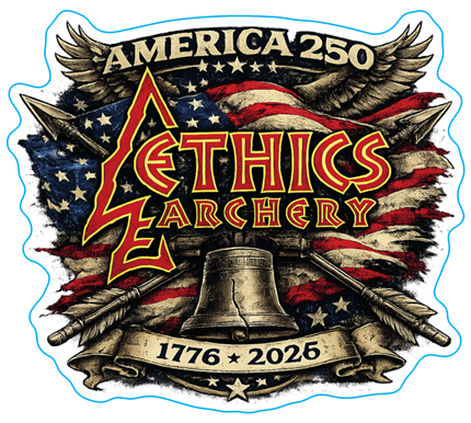 America 250 Die Cut Decal w/Ethics Archery Logo