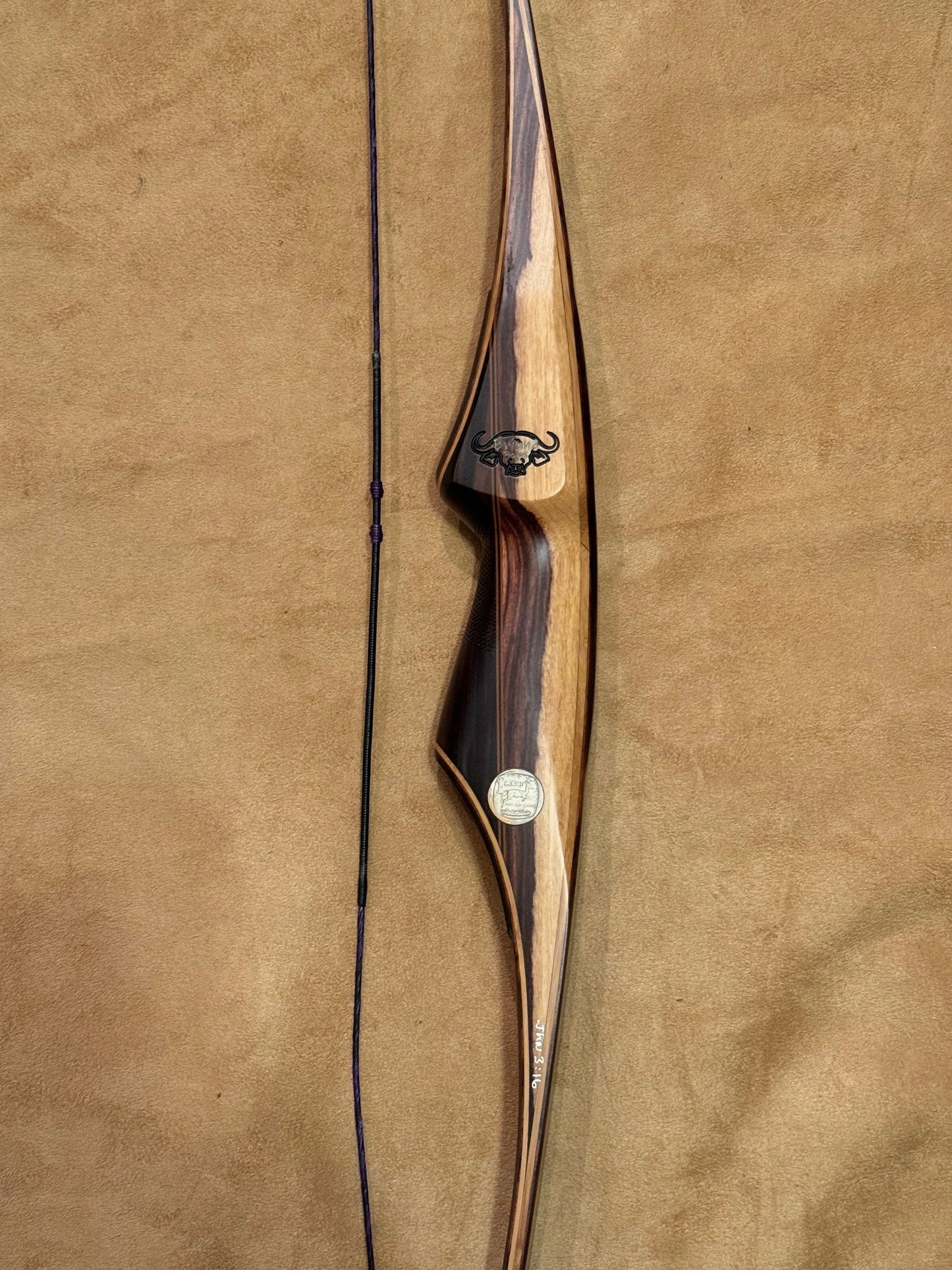 BWANA BOWS Kufa 1 Piece Exotic Longbow, RH, 42# @ 28", 64" AMO