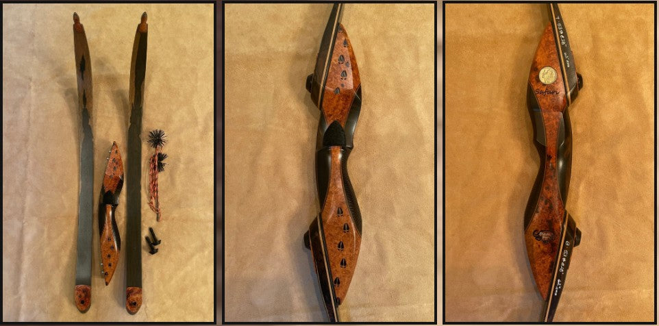 BWANA BOWS Safari Recurve, RH, 53# @ 28", 62" AMO