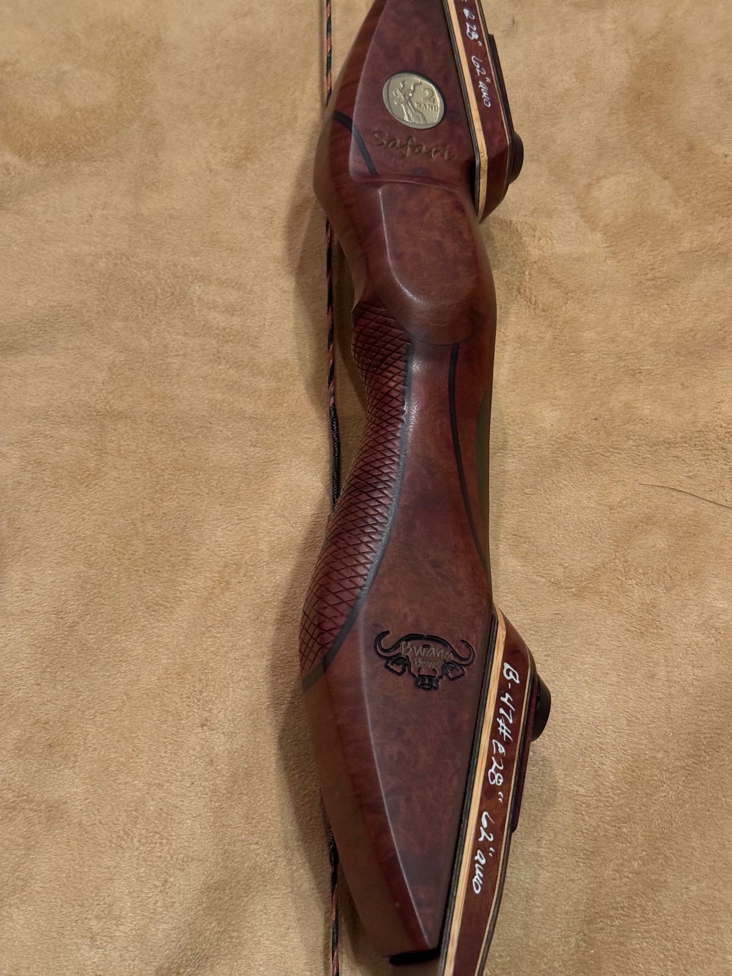 BWANA BOWS Safari Recurve, RH, 47# @ 28", 62" AMO