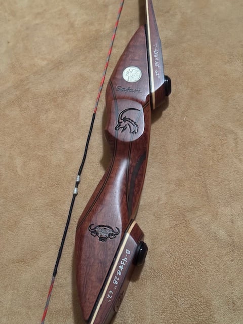 BWANA BOWS Safari Recurve, RH, 43# @ 28", 62" AMO