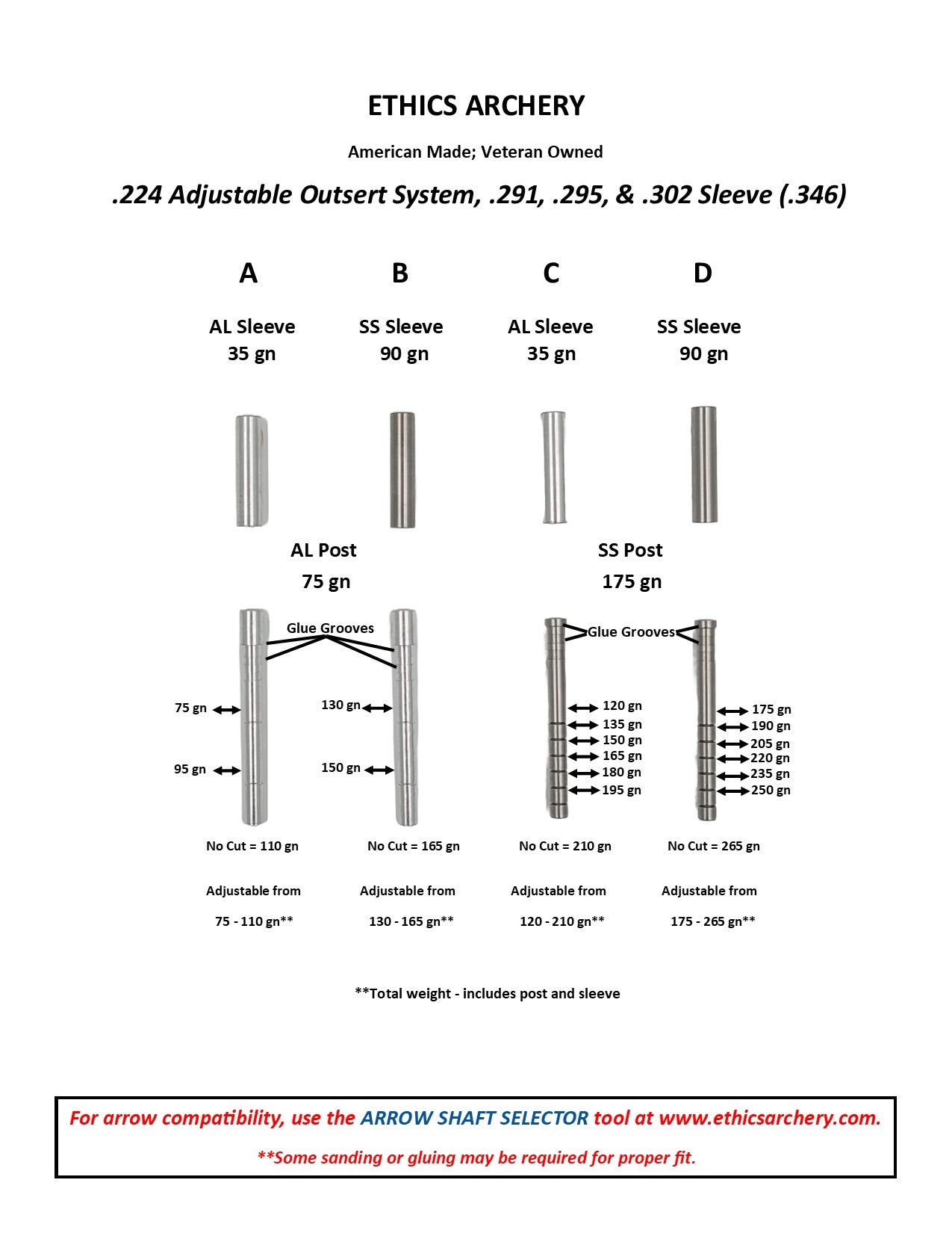 Adjustable Outsert System, .224, .291 Sleeve (.346)