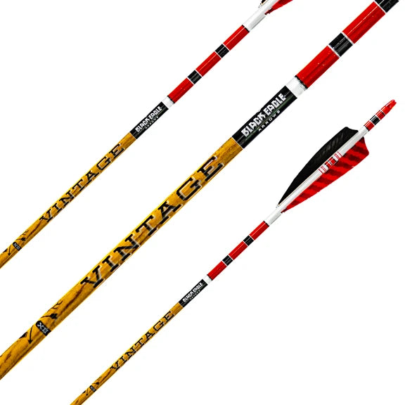 Black Eagle Vintage Hand Crested/Fletched Traditional Arrows, 6 Pk