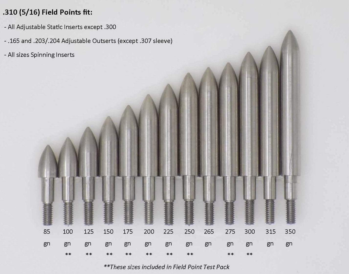 Screw-In Stainless Steel Field Point, .310 (5/16) - ethicsarchery.com